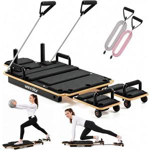 Wooden Pilates Reformer Machine, Pilates Board with Ball & Bands