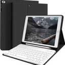 kenke for iPad 6/5th Generation Case with Keyboard 9.7 Inch 2018/2017 iPad Air 2/1, Detachable Wireless Bluetooth iPad Keyboard Case with Built-in Left Side Pencil Holder Auto Wake/Sleep (Black)