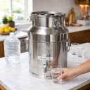 304 Stainless Steel Milk Can with Spigot, 5 Gallon Metal Water Dispenser, 20L Steel Water Tank & Stainless Steel Beverage Dispenser, Heavy Duty Drink Dispensers for Milk, Wine