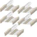Pants Hangers with Clips 50 Pack - Space Saving Stackable Shorts Skirt Hangers with Clips - Non-Slip, Adjustable for Men, Women, Kids, Children, Baby, Beige