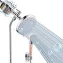 High Pressure 5 Setting Rain Shower Head Combo, HarJue Filter Shower Head, Dual Shower Head Set for Hard Water, Remove Chlorine Fluoride and Harmful Substances, Chrome (With Filter & Handheld)