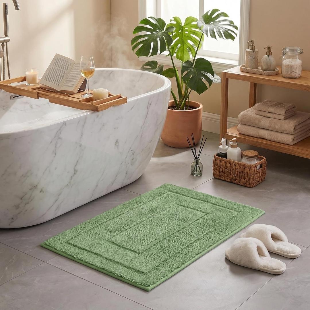 GRANNY SAYS Sage Green Bathroom Rugs Non Slip, 20" x 32", Bathroom Rugs WashableBath Rugs for BathBath Mats for Bath Floor, Microfiber Bath Mat for Tub, Absorbent Shower Rug