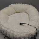 INVENHO Heated Cat Beds for Indoor Cats and Small Dogs, 20" Cozy Donut Heated Pet Bed with Timer & Temp Adjustable, Removable Waterproof Electric Warming Bed for Indoor Cat (Cream)