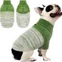 Queenmore Small Dog Sweater, Knitted Pullover Puppy Sweater,Cold Winter Pet Sweaters for Dog Girls Boys, Soft Turtleneck Knit Sweater with Leash Hole,Long Sleeves Christmas DogSweater(Green,S)
