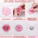 Ovveroche 63 Pcs Pink DIY Graduation Cap Decoration Kit, Grad Cap Topper with Paper Flowers, Bow, 3D Butterflies, Leave Pearl Letter Number Stickers for Personalized 2026 Grad Hat Decor