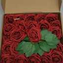 AmyHomie Artificial Flower Dark Red Rose 25pcs Real Looking Fake Roses w/Stem for DIY Wedding Bouquets Centerpieces Arrangements Party Baby Shower Valentines Day Christmas Tree Decorations