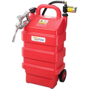 16 Gallon Fuel Caddy, Portable Fuel Storage Tank with Wheels, Gas Caddy with 12V DC Self-priming Gasoline Oil Fuel Transfer Reverse Pumping Pump for Cars, Lawn Mowers, ATVs, Boats & More