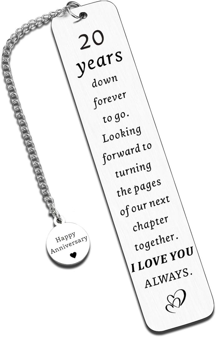 20th Anniversary, Gifts for Couple Him Her 20 Year Wedding China Anniversary Bookmark for Wife Husband or Parents - Twenty Anniv. for Women Men Platinum Anniversary Marriage Presents for Men