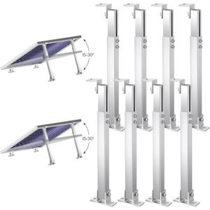 Zonon 8 Pcs Adjustable Solar Panel Tilt Mount Brackets Aluminum Alloy Solar Panel Mounting Supports up to 100 200 300 400 Watt for Flat Surface Roof RV Boat Off-Grid