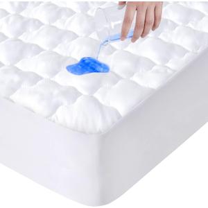 Queen Mattress Pad, Queen Mattress Protector Waterproof Quilted, Mattresses Cover Fitted with Ultra Soft & Absorbent Surface and Deep Pocket to 14 inch, Machine Washable