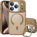 Magnetic for iPhone 17 Pro Max Case(Compatible with MagSafe) Camera Lens Protector & Kickstand, Military Shockproof Slim Phone Cover Anti-Scratch, Anti-Yellowing, Drop Protection Gold