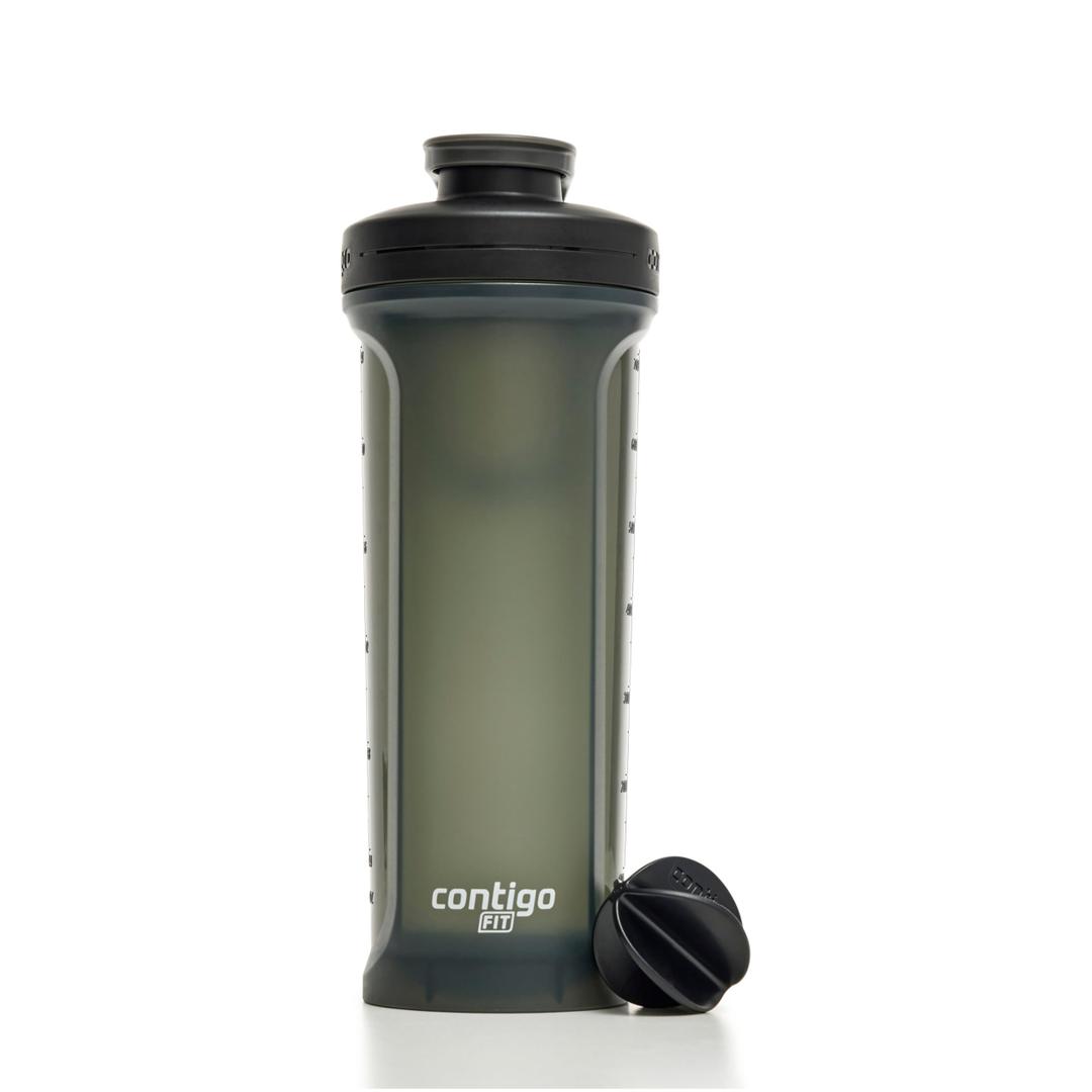 Contigo Fit Shake & Go 2.0 Protein Shaker Bottle with Leak-Proof Lid, Gym Water Bottle with Whisk and Carry Handle, Dishwasher Safe Mixer Bottle, Sake/Salt, 28 oz (828 mL)