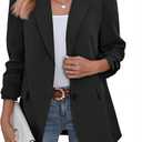 Cicy Bell Women's Blazers Casual Long Sleeve Notch Lapel Open Front Button Cuffs Work Office Blazer Jackets with Pockets, Small