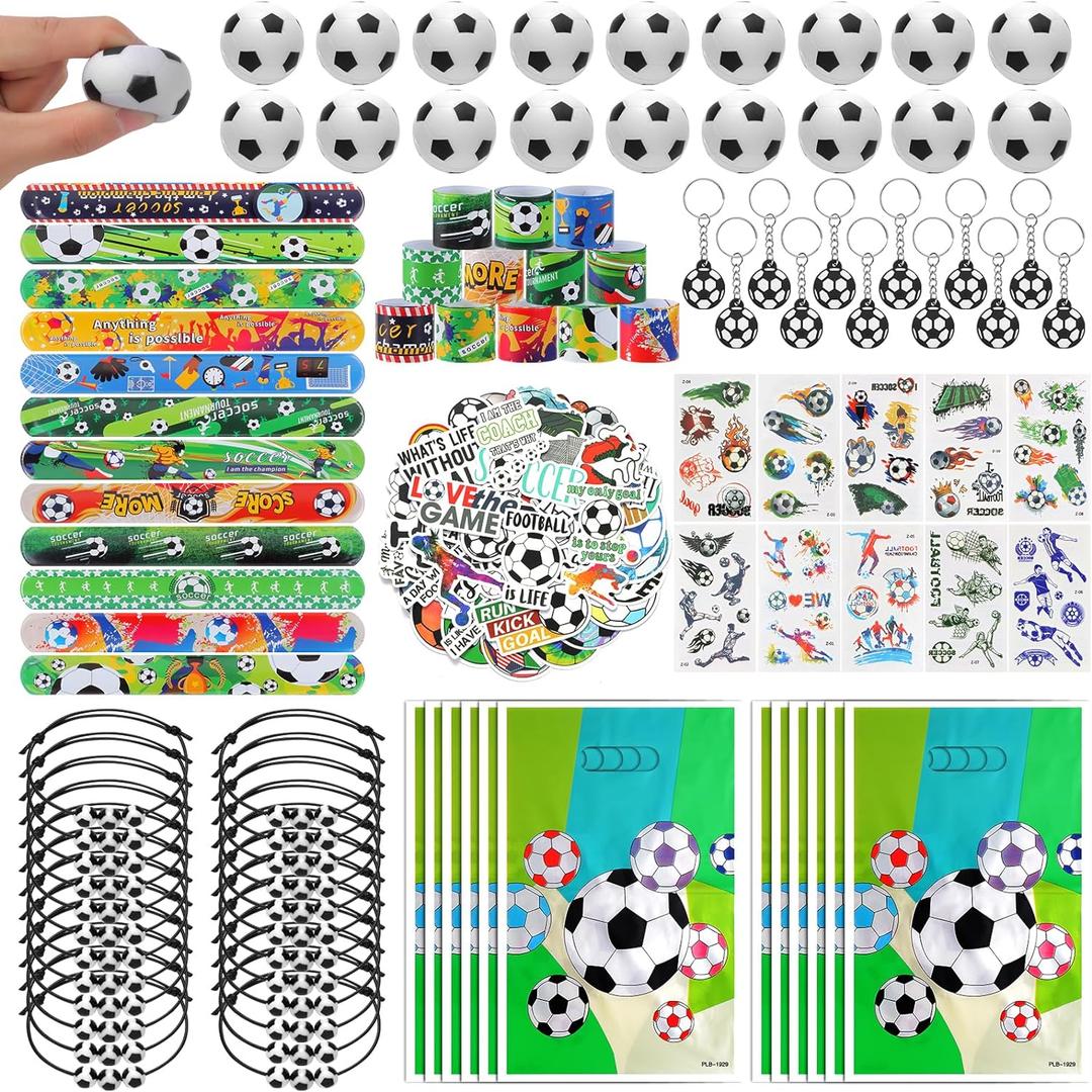 Kolewo4ever 294 Pieces Soccer Party Supplies Set Bulk Sports Goodie Bag Fillers for Soccer Party Gifts Bags