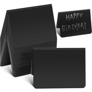 Operitacx 40 Pack Mini Chalkboard Food Signs 3.93X2.95 Inch Reusable Black Buffet Table Labels for Kitchen Restaurant Party Display