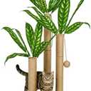 LEMONDA 31.5Inch Cat Scratching Post,Cat Scratcher Tree with 3 Scratching Poles & 2 Interactive Dangling Balls,Cats Scratching Posts for Indoor Kitten & Adult Cats