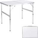 Folding Camping Table 3 Ft Portable Picnic Table Foldable 2 Height Adjustable Aluminum Camp Table Outdoor for Card BBQ White 35.523.626 inch