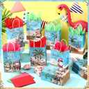 Sinload 36 Sets Summer Christmas Party Gift Bags with Tissue Paper Xmas in July Santa Tropical Goodie Bags with Handle Christmas Treat Tote Hawaiian Flamingo for Beach Pool Birthday Party Decoration