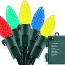 Battery Operated Christmas Lights - 18ft 50 LED C3 String Lights Xmas Lights Battery Powered Twinkle Lights for Indoor Outdoor Christmas Tree Wreath Party Decoration, Waterproof, Multicolor