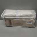 Triple Pinch Pleated Beige White Velvet Curtains 120 inch Long Living Room Darkening Thermal Insulated Luxury Modern Elegant Extra Long Pinch Pleat Drapes Heavy Thick Ivory Velvet Curtain for Bedroom