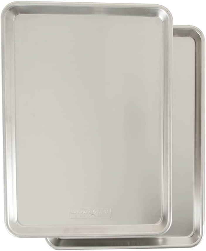 Nordic Ware Naturals Half Sheet - USA Made Aluminum Commercial Quality Sheet Pan for Baking or Roasting, Encapsulated Galvanized Steel Rim Prevents Warping, 2-Pack, 2pk Half Sheet