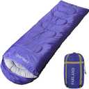 FARLAND Sleeping Bags 30 for Adults Teens Kids with Compression Sack Portable and Lightweight for 3-4 Season Camping, Hiking,Waterproof, Backpacking and Outdoors (Medium(87"x 29.5"), Purple (R Zip))