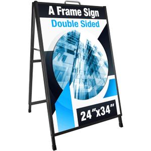 24x36 Inch A Frame Sign Double-Sided Folding Sandwich Board with Carry Handle Heavy Duty Slide-in Sidewalk Signboard for Outdoor Advertising Poster