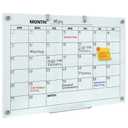 Wingwise Glass Calendar Whiteboard, 36 x 24 Inches Dry Erase Planner Board