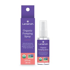 Lansinoh Organic Pumping Spray  Lanolin-Free Flange Lubricant, Breast Pump Spray | Hypoallergenic, Vegan, Plant-Based Breastfeeding Essentials for Sore Nipples & Moisturized Skin, 2 Fl oz