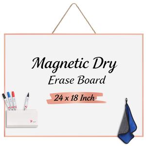 TOWON Magnetic Dry Erase Board 24x18 in, Narrow Aluminum Frame, Rose Gold