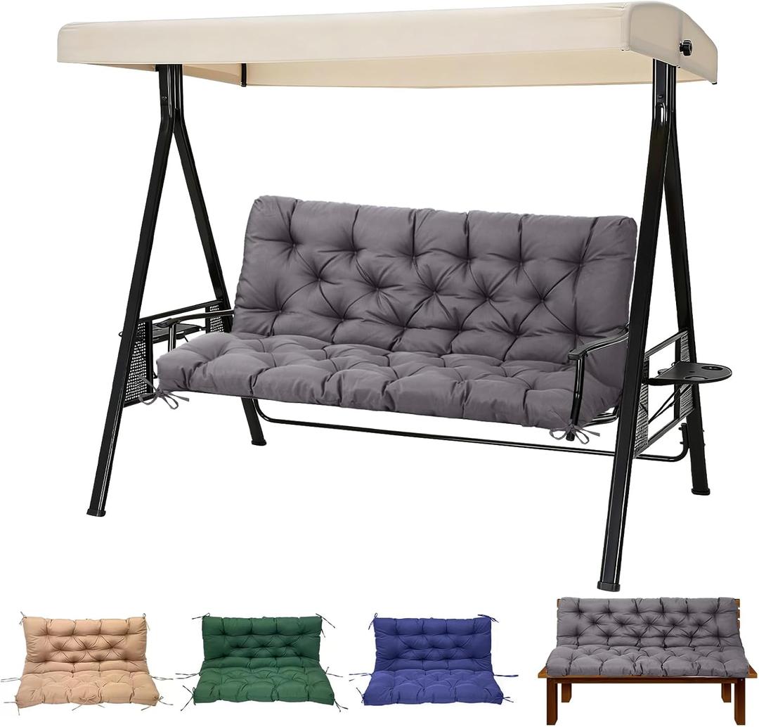 EverPine Outdoor Swing Cushion Replacement Patio Bench Cushion Waterproof Thick Seat Pad for Porch Swing Daybed Garden Sofa Furniture (Dark Gray)