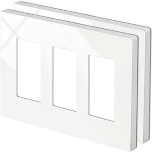 2 Pack BESTTEN 3-Gang Screwless Wall Plate, USWP4 Glossy Off White, Decorator Outlet Cover, H4.69 x W6.54, Decor Light Switch Plate, Decorative Wallplat