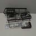 Shower Caddy Adhesive Shower Organizer 7-Pack, Rustproof Stainless Steel Bathroom Shelves, Large Capacity No-Drill Rack Storage Accessories with Soap Dish Toothbrush Holder &24 Hooks Home Decor (7-Piece Set, Black)