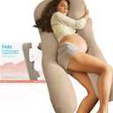 Frida Mom Full Body Support Pregnancy Pillow, Cooling Pregnancy Pillow, Wraps Around for All Over Support, Extended Length to Support from Head to Toe, Easy to Clean, Compact Storage Bag, Taupe
