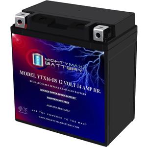 Mighty Max Battery YTX16-BS -12 Volt 14 AH, 230 CCA, Rechargeable Maintenance Free SLA AGM Motorcycle Battery