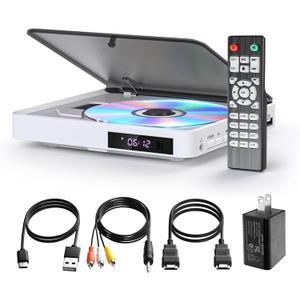 Mini DVD Player HDMI ARAFUNA 1080P DVD Players for TV Support USB, Micro-SD, CDs with Remote Control Small Region Free DVD Player for Home with HDMI AV Output Support PAL/NTSC (6 inch white)