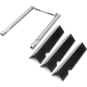 Grill Burner Tubes & 7635 Flavorizer Bars for Weber Spirit GS4 I & II 200 Series, Grill Replacement Parts for Spirit E/S-200 210 220, 15.3" Porcelain Steel Grill Parts for Weber GS4, 67045 69796