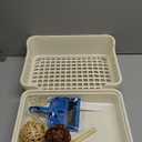 Hamiledyi Extra Large Rabbit Litter Box Pet Corner Toilet Small Animal Potty Trainer Huge Bunny Litter Pan with Plastic Grate Deep Dump Tray for Adult Guinea Pigs Chinchillas Ferrets Galesaurs White