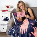 Frienda 7 Pcs Valentine's Day Long Distance Relationship Gifts for Her He Couple Long Distance Blanket Keychain Love Pillow Cover Card Envelope and Box for Girlfriend Women Boyfriend Valentine's Gifts