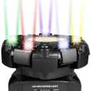 Dj Lights for Parties Moving Head 6-Arm with Remote Control RGBW LED DJ Stage Lights Professional Disco Light DMX512 & Sound Activated Rotating Light for Wedding Live House KTV Bar & Club Christmas