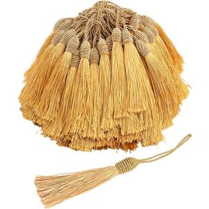 50 Pieces Tassel Bookmark with Loop,Tassels for Crafts,Decorative Tassel for Keychain Jewelry Making Curtain Blanket Graduation Decoration Wedding Favors (Dark Gold)