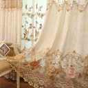 Luxury Embroidered Cloth Curtain for Living Room 84 inch Length Custom Romantic Elegant Luxurious Delicate Embroidery Drape Window Dressing Bedroom Grommet Top, 1 Panel, 52x84 inch (Beige Flower-cloth)