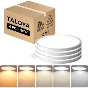 TALOYA Ceiling Light,4 Pack,12 Inch,20W,5 Color Selectable White Flush Mount Ceiling Light for Bedroom,Kitchen,Living Room,Hallway,Laundry
