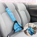 Car Seat Belt Holder & Shoulder Protection Set, Universal Anti-Neck Seat Belt Cover Pad, Cute Soft Seat Belt Cushion for Boys & Girls, Belly Protector for Comfortable Travel (Blue)