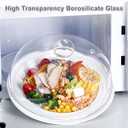 10 Inch Borosilicate Glass Microwave Splatter Cover for Food, All Glass Tall Splatter Guard Microwave Plate Light Serving Dish Covers Lid with Handle for Heating Food
