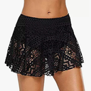 Lopie Women Lace Crochet Swim Skirt Bikini Bottom Swimsuit Board Shorts Skort Swimdress, XL