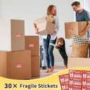 JARLINK Honeycomb Packing Paper, 15 * 400' Packing Wrap for Packing/Shipping/Moving, Recyclable Honeycomb Cushioning Wrap Roll, Moving & Gifts Wrapping Paper With 30 Fragile Sticker Labels