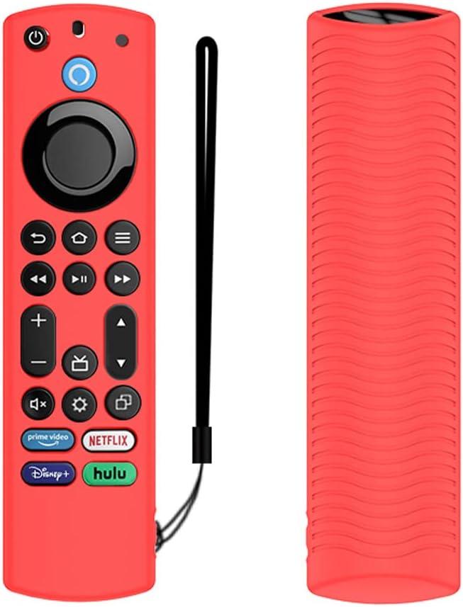 Silicone Remote Case for Toshiba/Insignia FireTV - Anti Slip, Shockproof with Lanyard (Red)