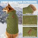 Dog Winter Coat, Warm Dog Jacket Windproof Waterproof Pet Cold Weather Coats for Small Dogs, Turtleneck Fleece Lined Dogs Clothes with Leash Hole, Green Medium