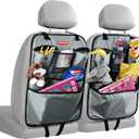 Rubbermaid Backseat Car Organizer, Kick Mats and Seat Back Protector, Car Organizer for Kids with 6 Storage Pockets, Travel Essentials for SUV, Truck, Car - 2 packs Gray
